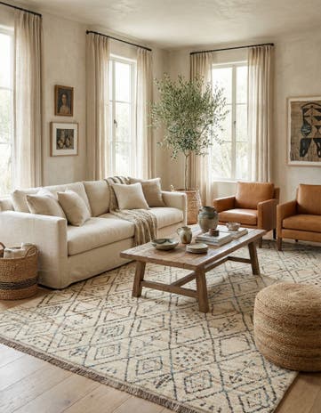 6' 8 x 9' 5 Hand Knotted Moroccan Wool Rug