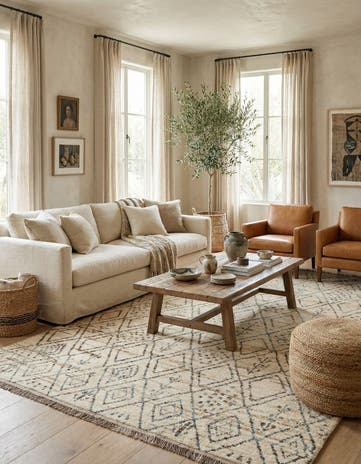 6' 8 x 9' 5 Hand Knotted Moroccan Wool Rug