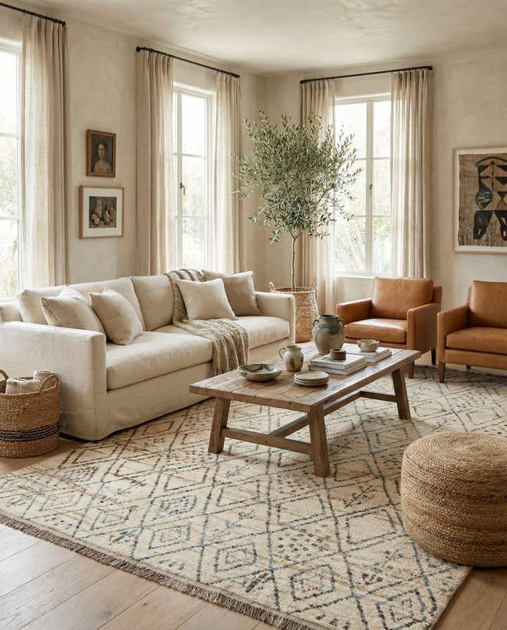 6' 8 x 9' 5 Hand Knotted Moroccan Wool Rug