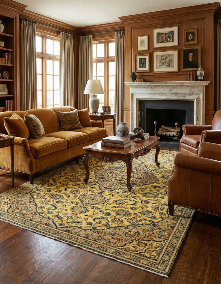 Detail image of 5' 5 x 9' Kashan Wool Rug