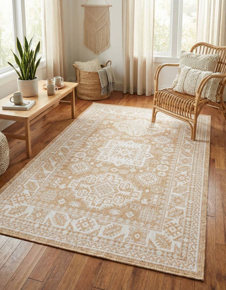 Detail image of 3' x 5' 3  Washable Aztec Indoor / Outdoor Rug