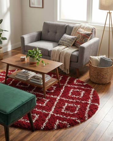  3' 3 x 3' 3 Lattice Shag Round Rug