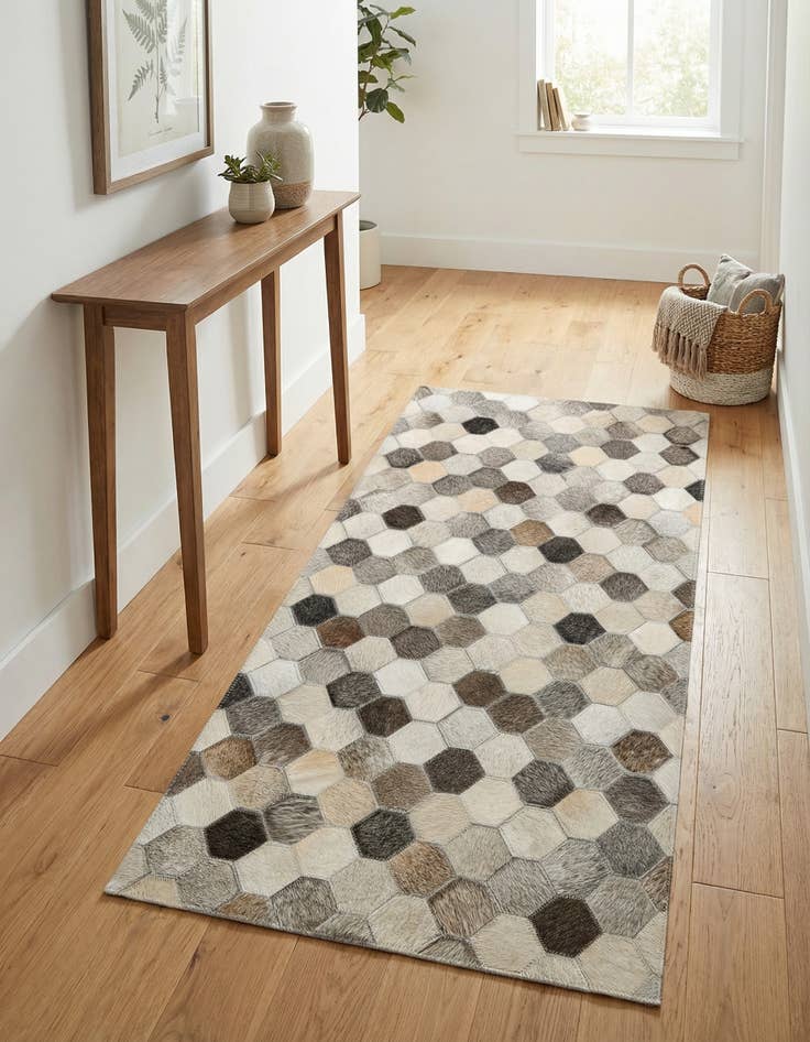 Detail image of 2' 2 x 4' 1 Cowhide Leather Runner Rug