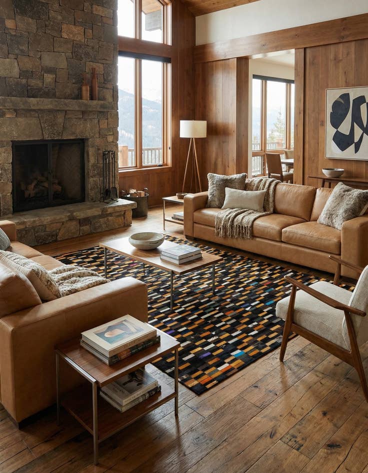 Detail image of  5' x 8' Cowhide - Patchwork Rug