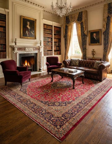 9' 9 x 12' 10 Hand Knotted Mashad Persian Wool Rug