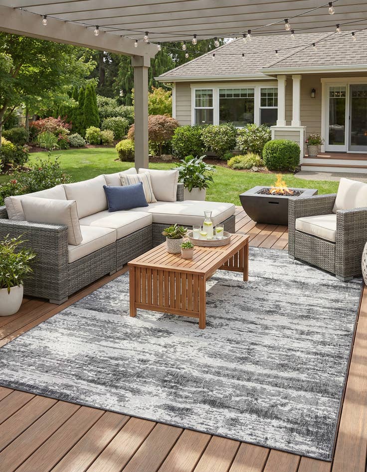 Detail image of  7' 10 x 11'  Washable Modern Indoor / Outdoor Rug