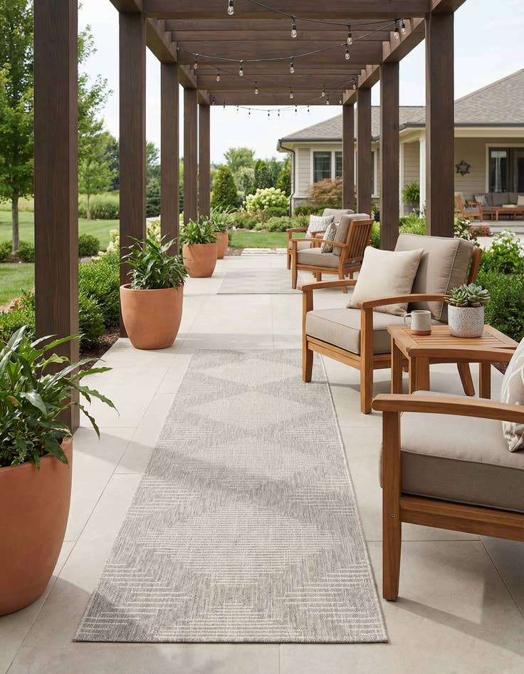 Detail image of 3' 3 x 14'  Washable Modern Indoor / Outdoor Runner Rug