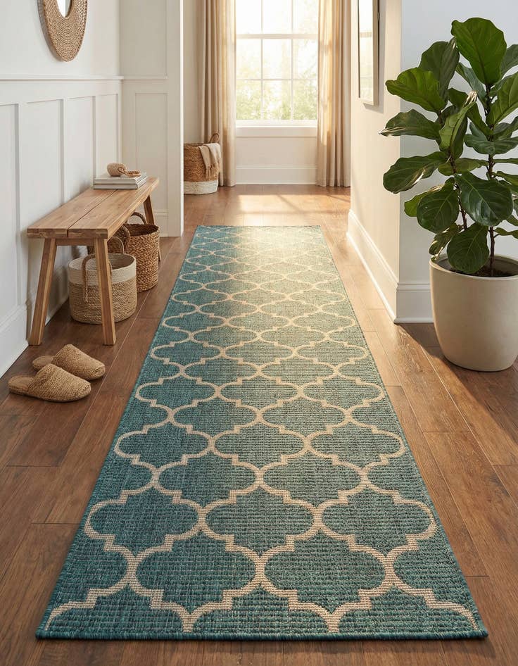 Detail image of 2' 7 x 12'  Washable Trellis Indoor / Outdoor Runner Rug