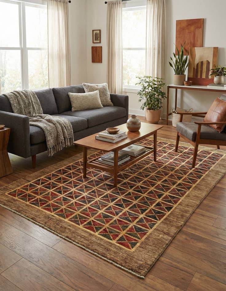 Detail image of 4' 11 x 6' 6  Hand Knotted Modern Ziegler Oriental Rug