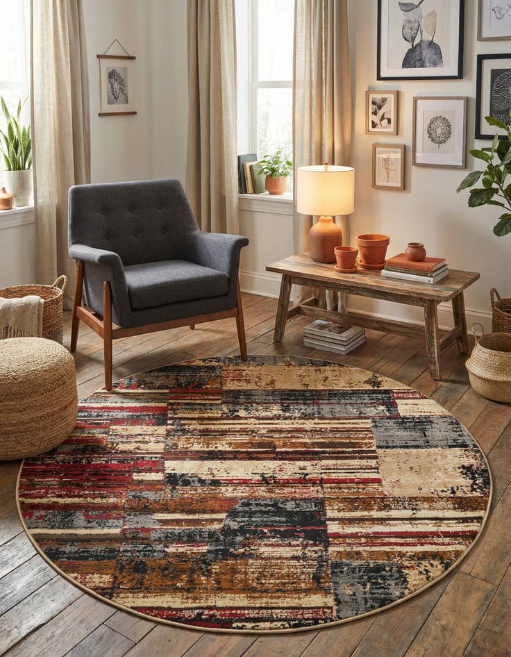 Detail image of 5' 3 x 5' 3 Saturn Round Rug