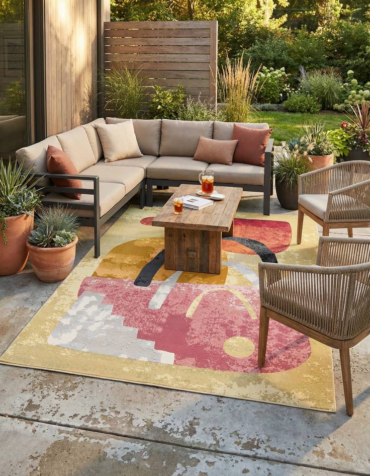 Detail image of 9' x 12'  Washable Modern Indoor / Outdoor Rug
