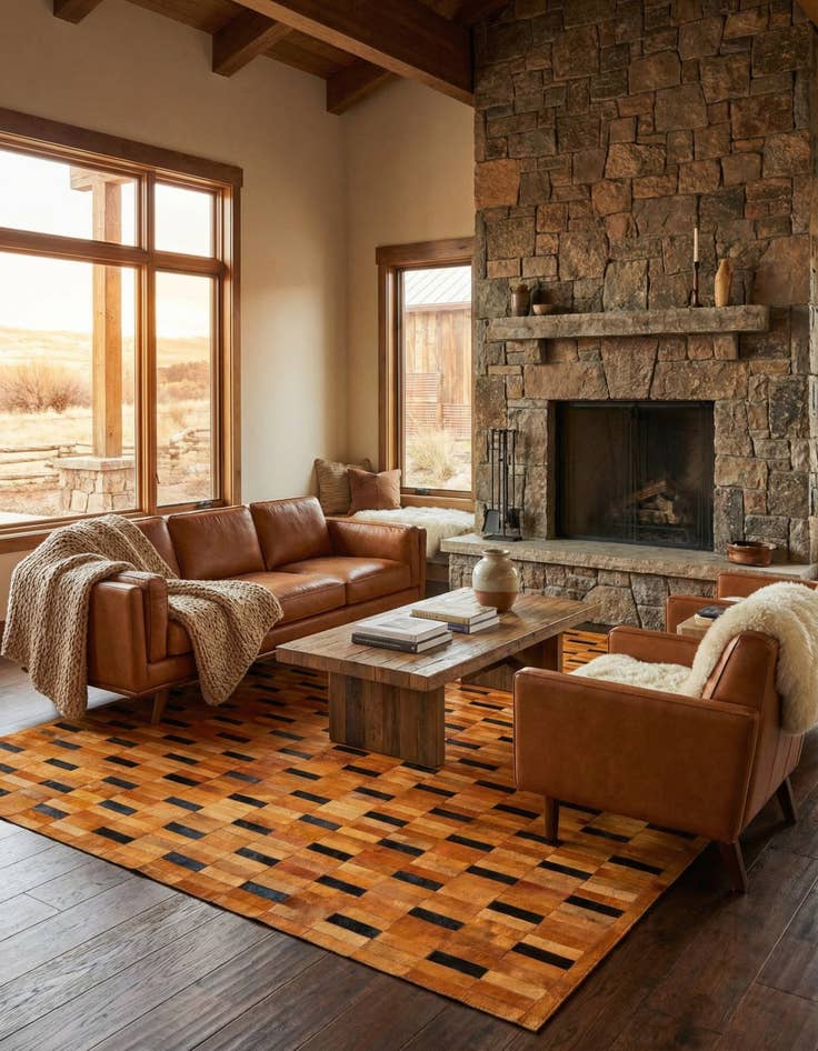 Detail image of  8' 2 x 10' Cowhide - Patchwork Rug