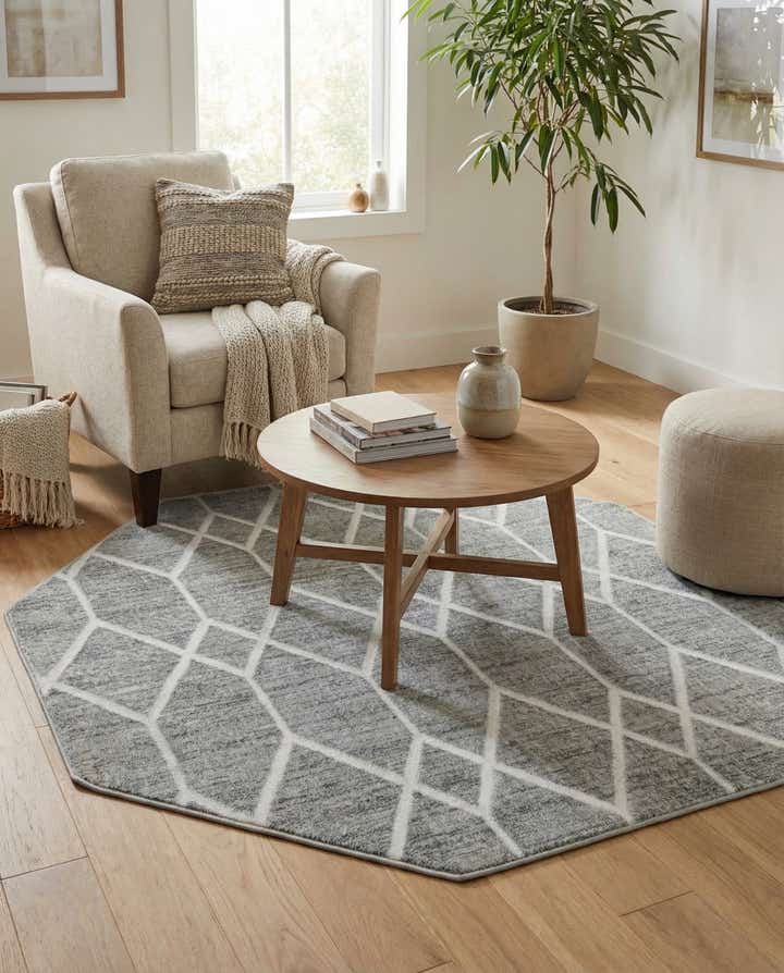 5' 3 x 5' 3 Lattice Trellis Octagon Rug