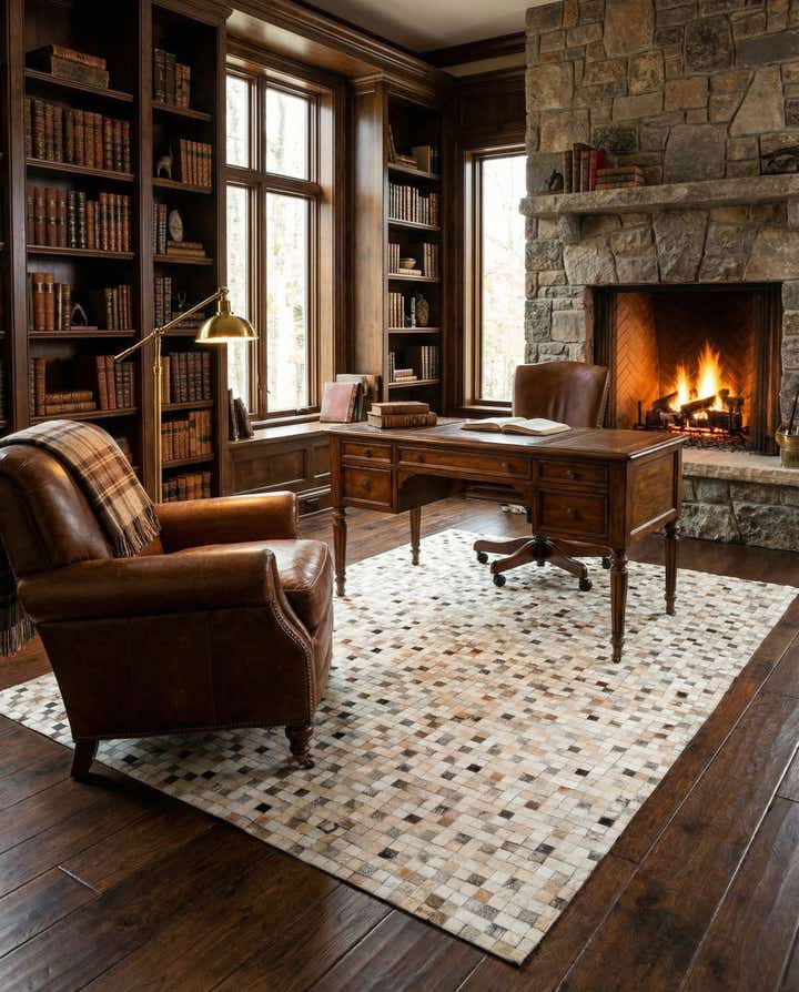 5' 1 x 8' Cowhide Leather Rug