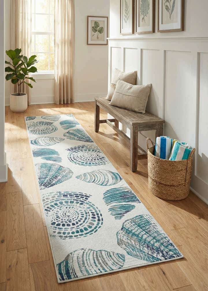 2' 7 x 12' Easy-Clean Coastal Indoor / Outdoor Runner Rug
