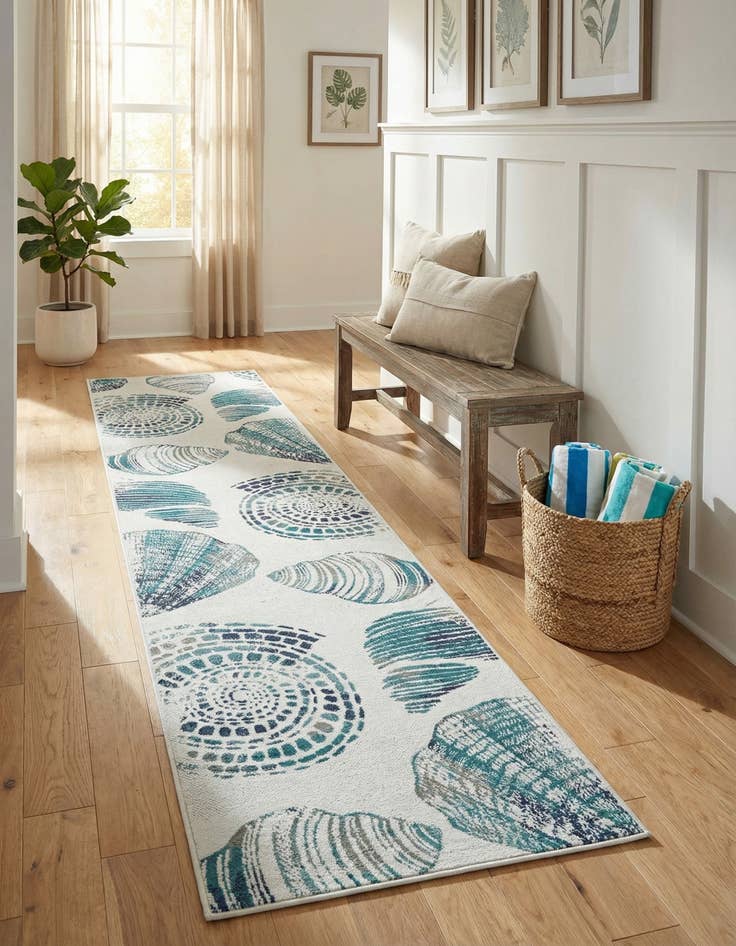 Detail image of 2' 7 x 12'  Washable Coastal Indoor / Outdoor Runner Rug