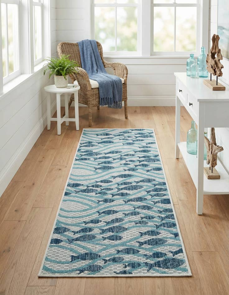 Detail image of  2' x 6' 1  Washable Coastal Indoor / Outdoor Runner Rug