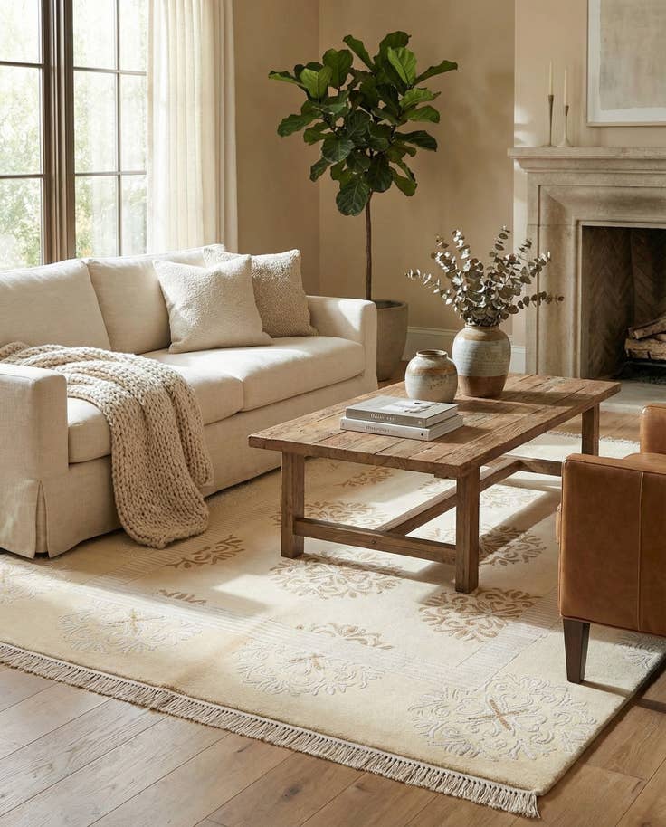 Detail image of 4' 10 x 6' 5 Hand Knotted Darya Wool Rug