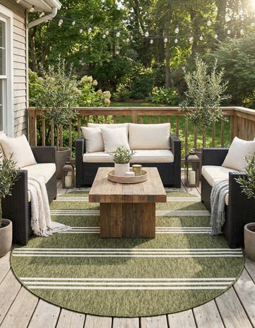 Green Easy-Clean Jill Zarin Anguilla Indoor / Outdoor Oval Rug