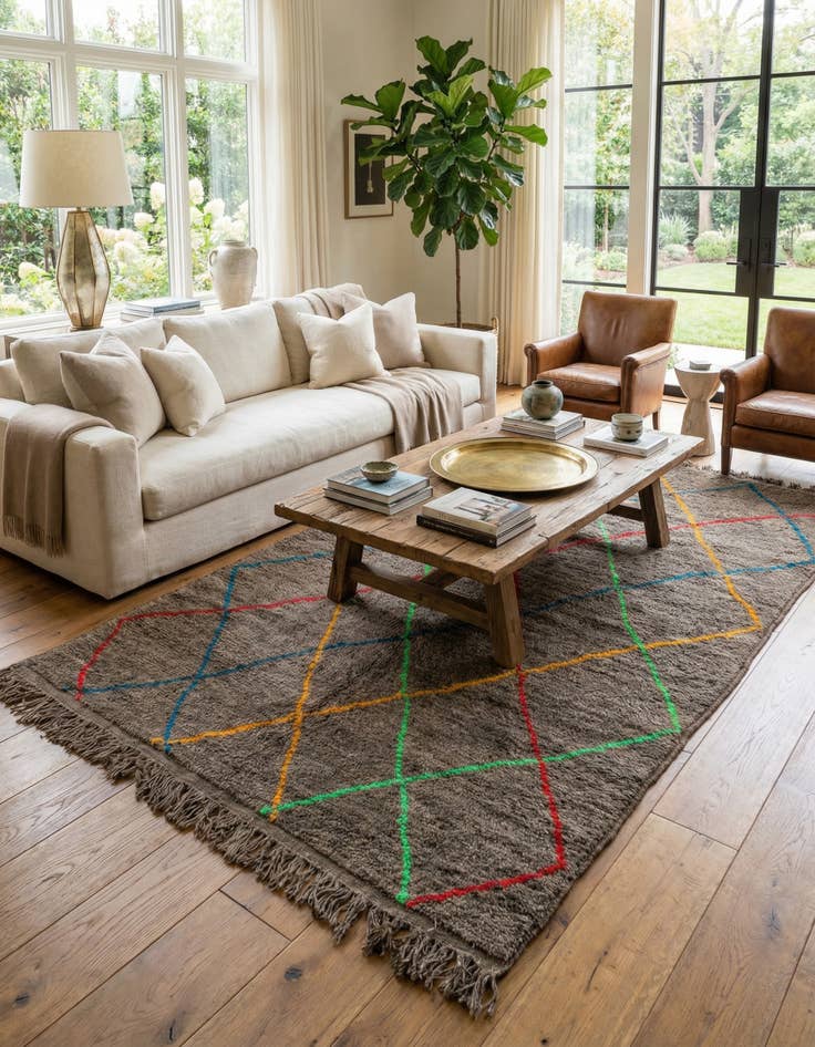 Detail image of 6' 5 x 10'  Hand Knotted Moroccan Wool Rug