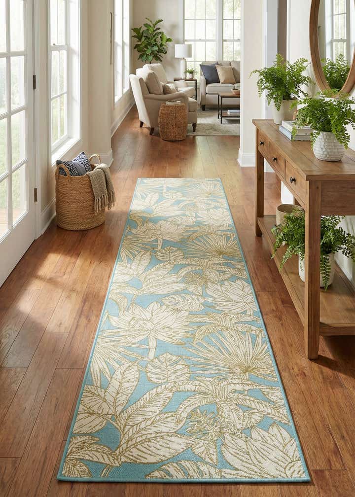 2' 7 x 12' Easy-Clean Botanical Indoor / Outdoor Runner Rug