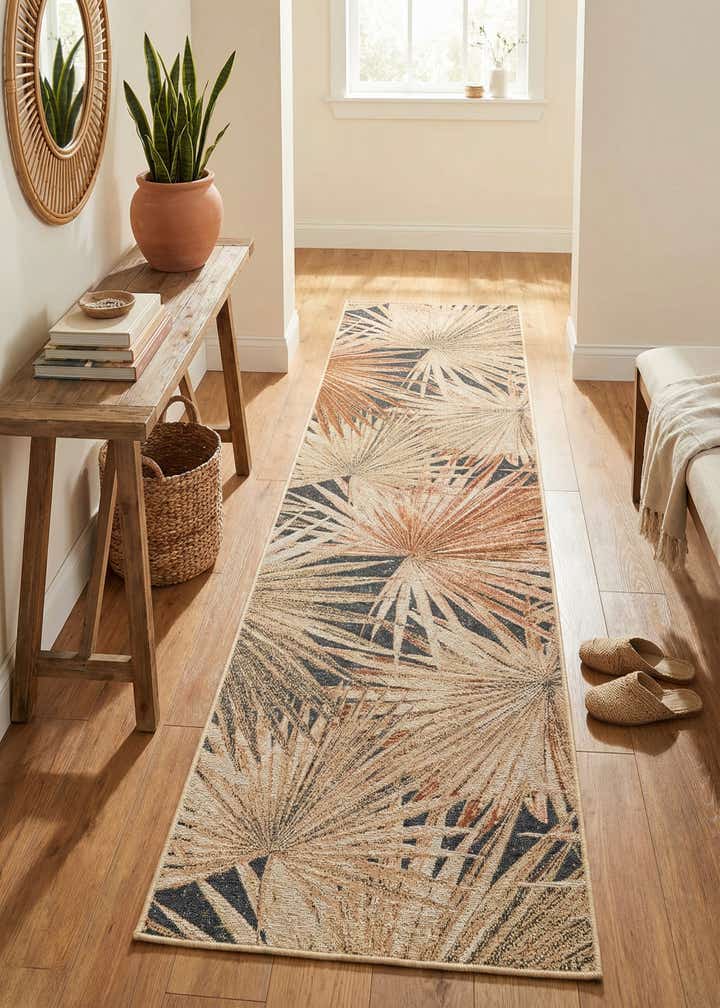 2' 7 x 10' Easy-Clean Botanical Indoor / Outdoor Runner Rug