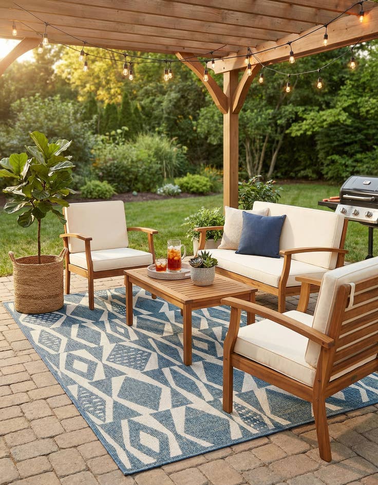 Detail image of 6' 1 x 9'  Washable Baja Indoor / Outdoor Rug