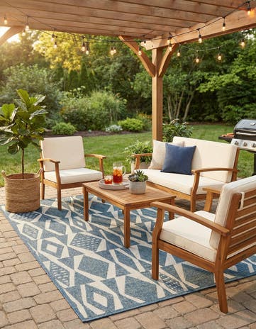 6' 1 x 9' Easy-Clean Baja Indoor / Outdoor Rug