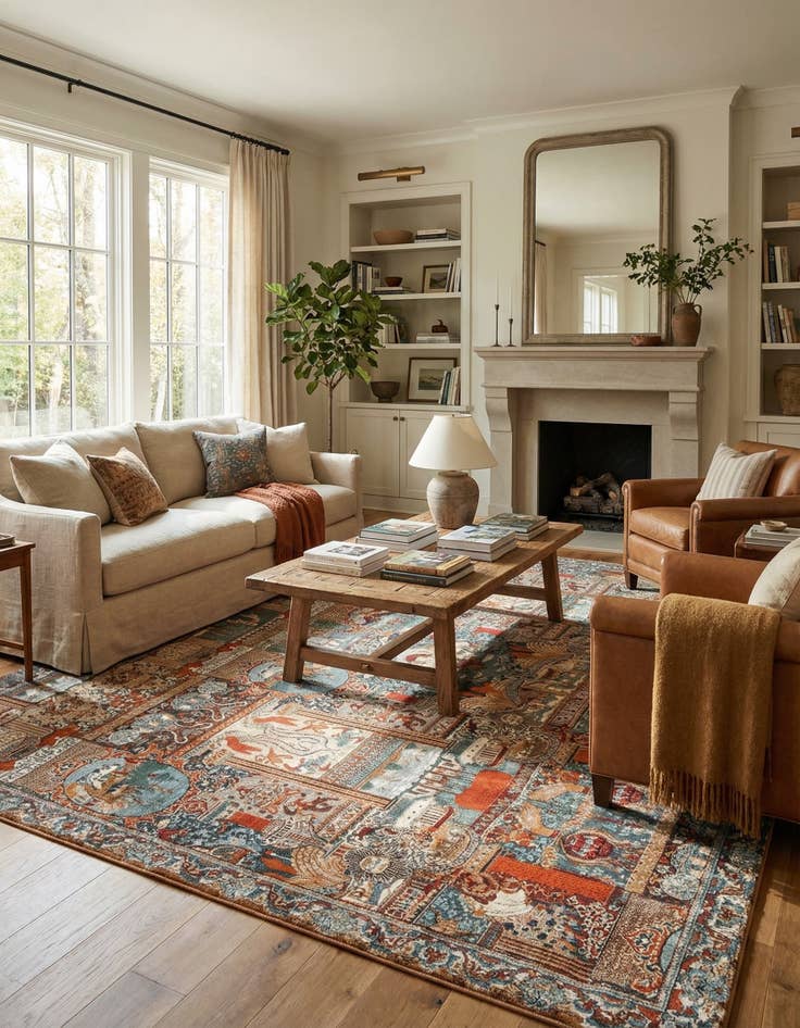 Detail image of 10' x 10'  Washable Traditional Indoor / Outdoor Square Rug