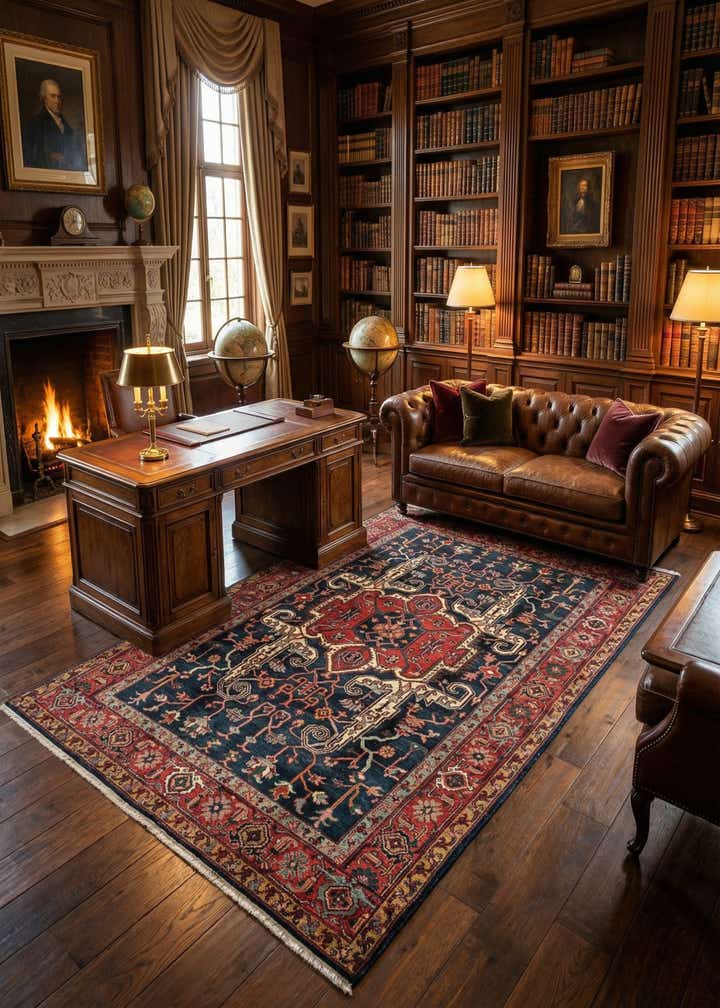 6' 7 x 9' 9 Hand Knotted Heriz Wool Rug