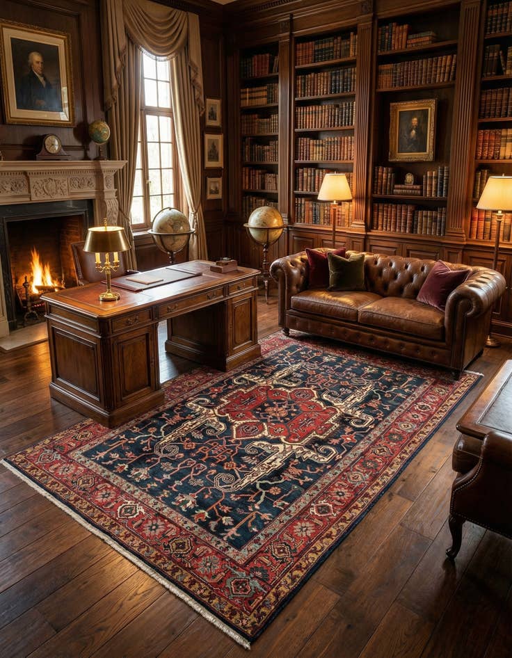 Detail image of  6' 7 x 9' 9  Hand Knotted Heriz Wool Rug