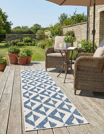 Blue Easy-Clean Jill Zarin Napa Indoor / Outdoor Runner Rug