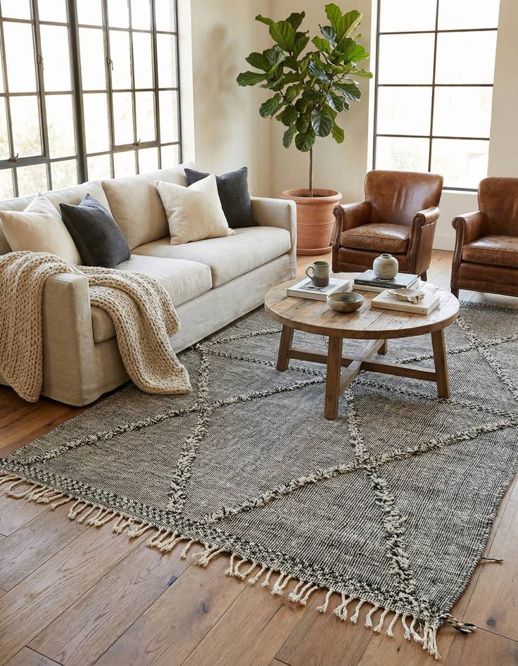 Detail image of 6' 4 x 10' 4  Hand Knotted Moroccan Wool Rug