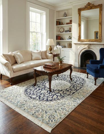 5' 2 x 8' 3 Hand Knotted Nain Persian Rug