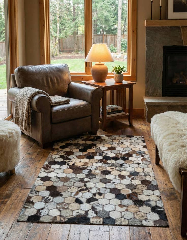 Detail image of  2' x 3' 1 Cowhide Leather Rug