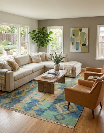 5' 9 x 8' Hand Woven Kilim Modern Wool Rug