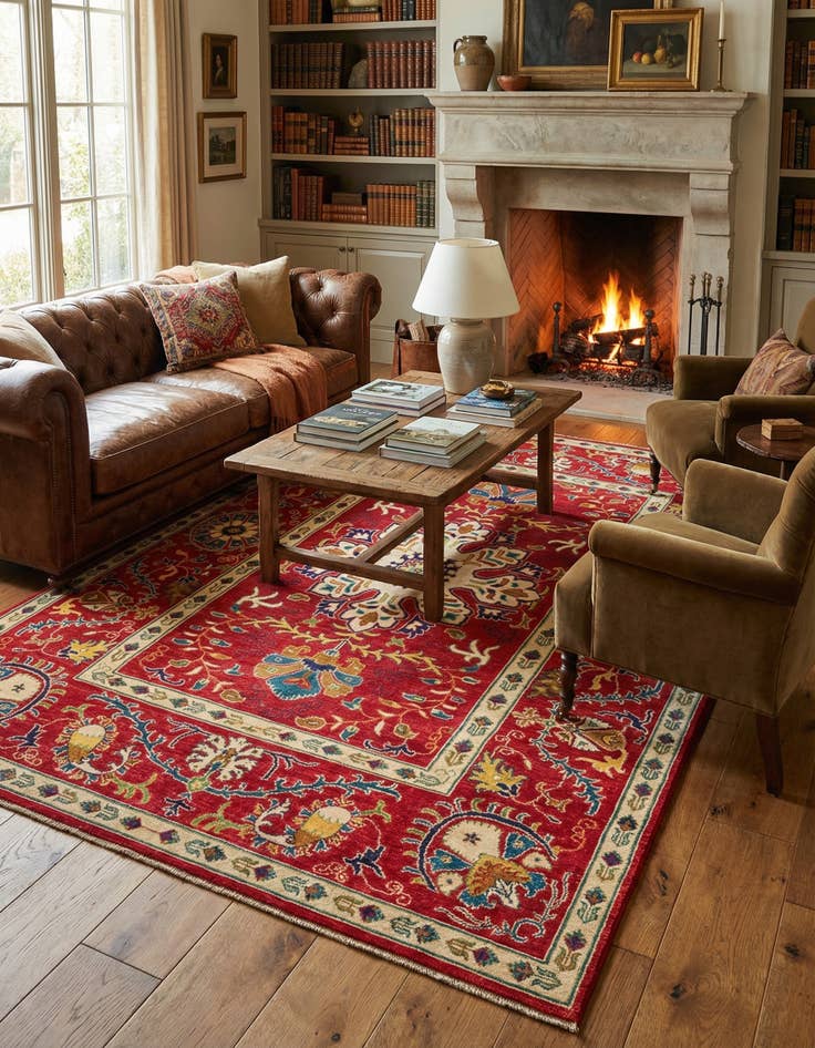 Detail image of  5' 10 x 9' 3  Hand Knotted Kazak Rug