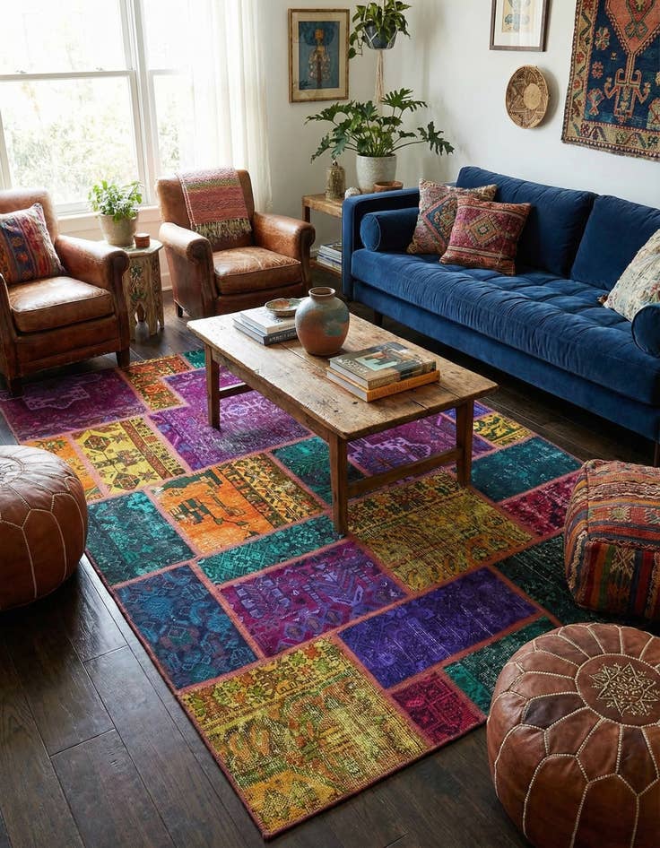 Detail image of 5' 8 x 7' 9  Hand Knotted Ultra Vintage Persian Wool Rug