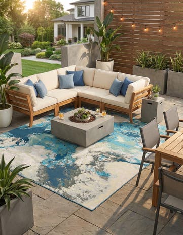 10' x 10' Easy-Clean Modern Indoor / Outdoor Square Rug