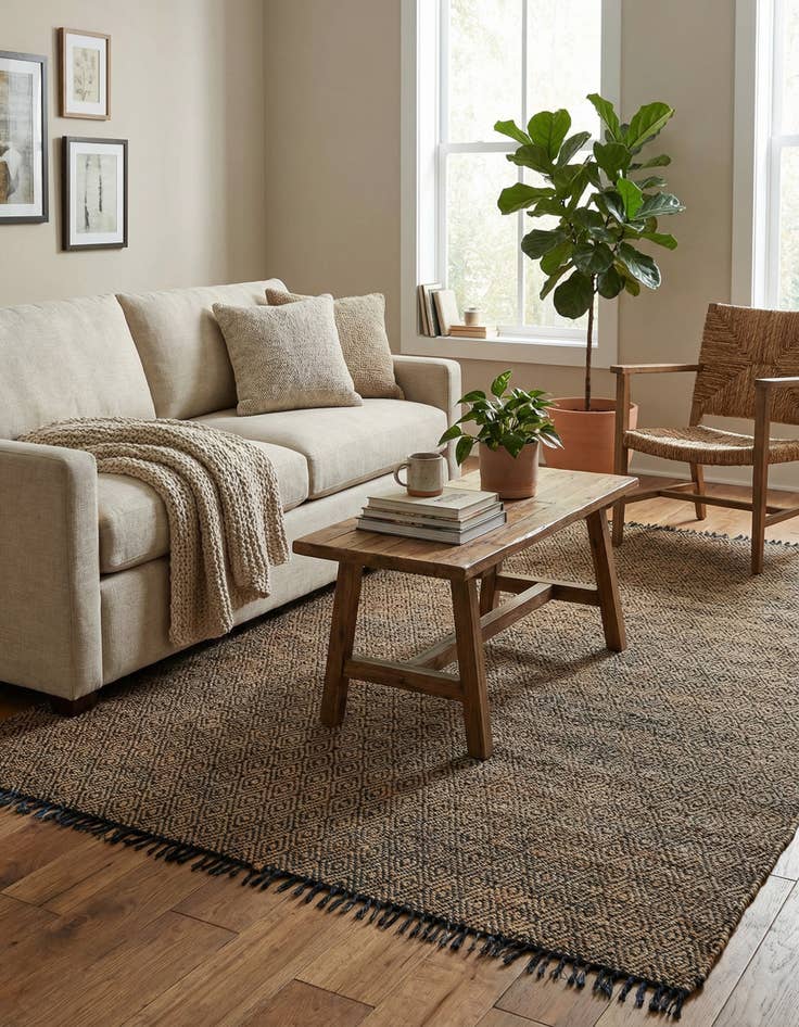 Detail image of 10' x 14' 1  Hand Woven Braided Jute Rug