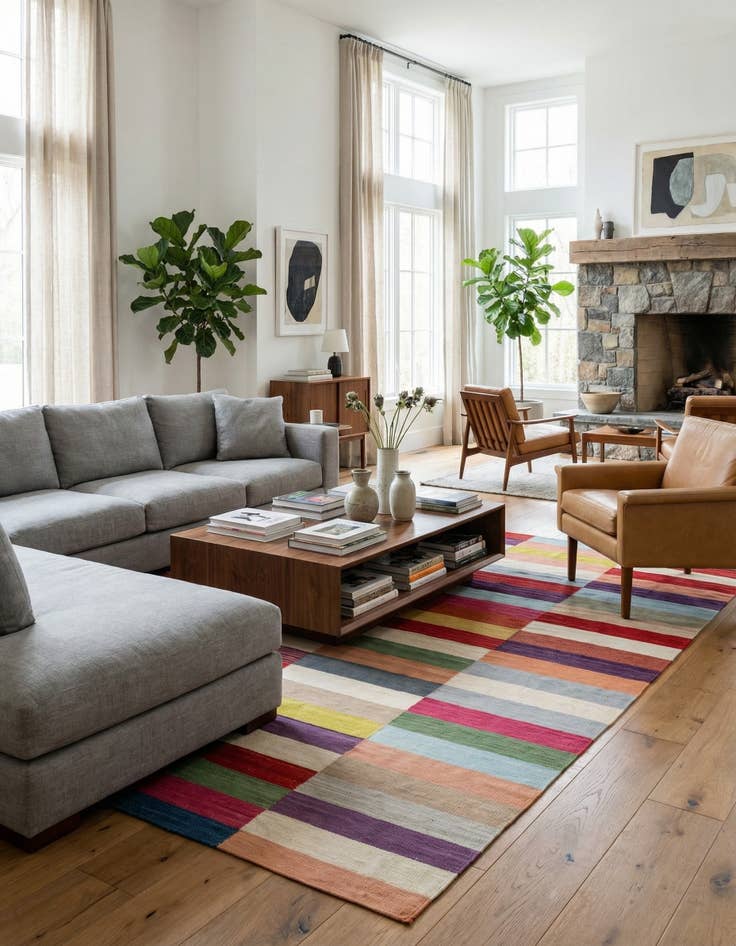 Detail image of  8' 7 x 11' 5  Hand Woven Kilim Modern Wool Rug