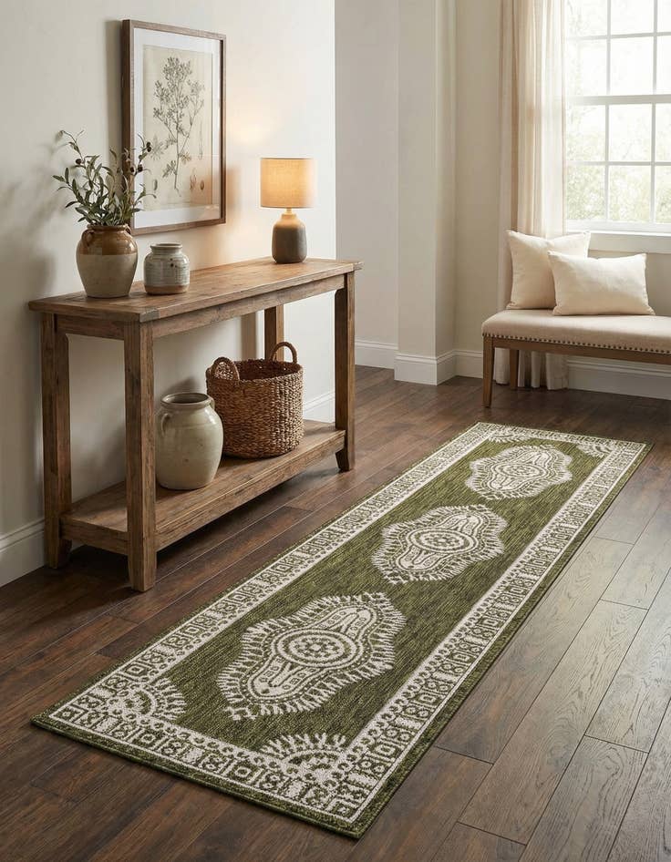 Detail image of 2' x 8'  Washable Traditional Indoor / Outdoor Runner Rug