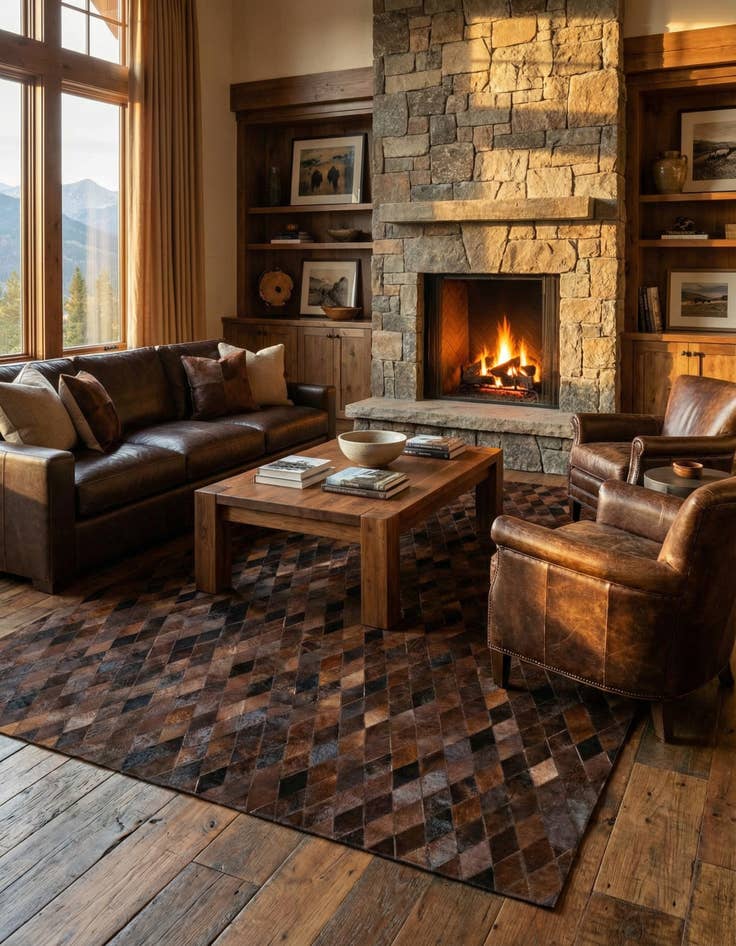 Detail image of 8' 1 x 10' 1 Cowhide Stocks Rug