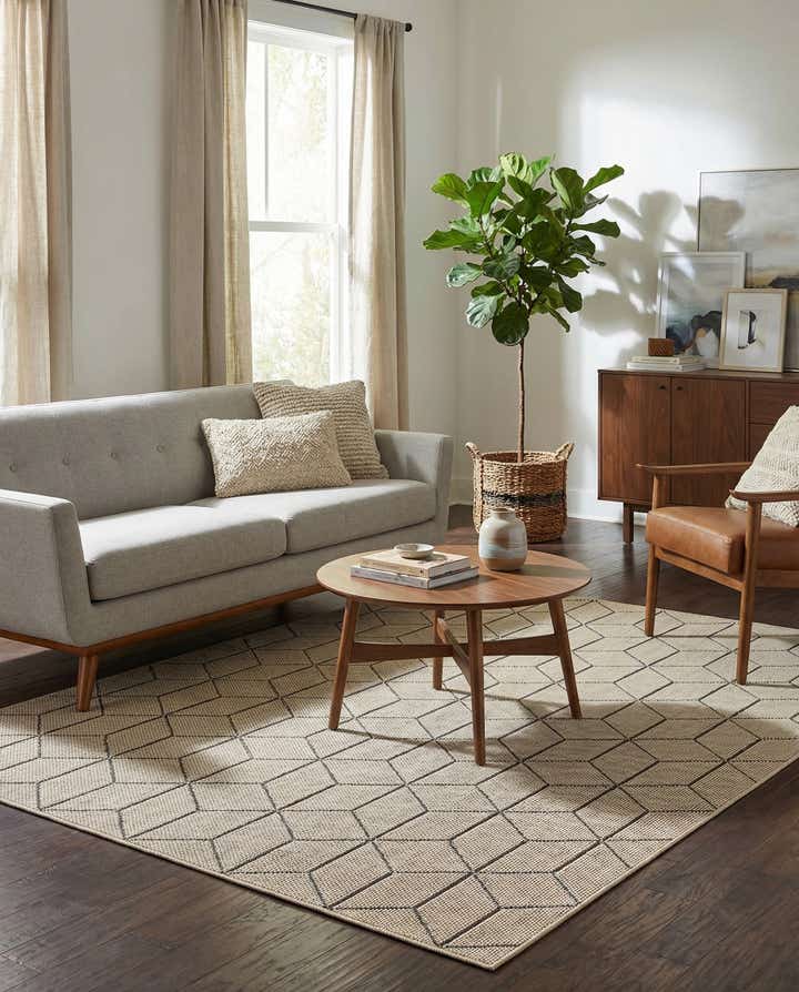 5' 3 x 8' Easy-Clean Lattice Indoor / Outdoor Rug