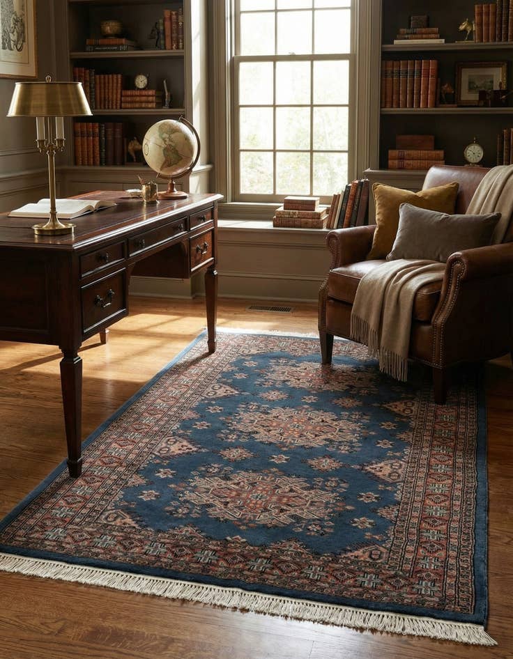 Detail image of 4' 2 x 5' 10  Hand Knotted Bokhara Oriental Wool Rug