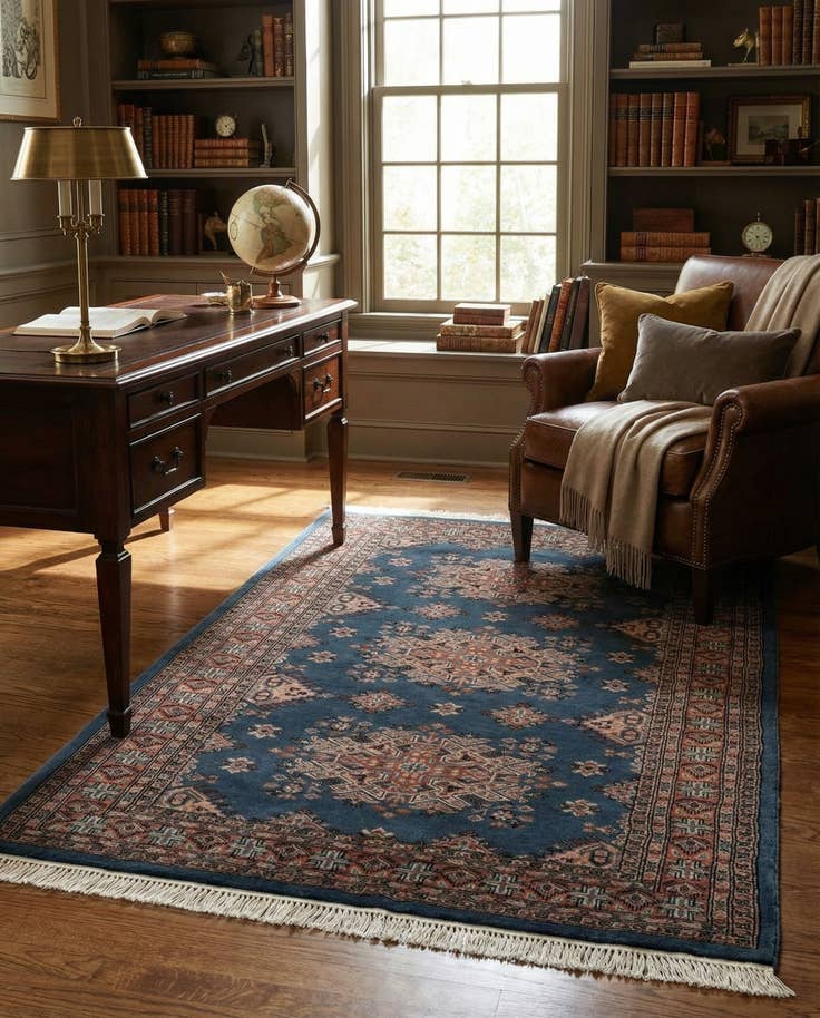 Detail image of 4' 2 x 5' 10 Hand Knotted Bokhara Oriental Wool Rug