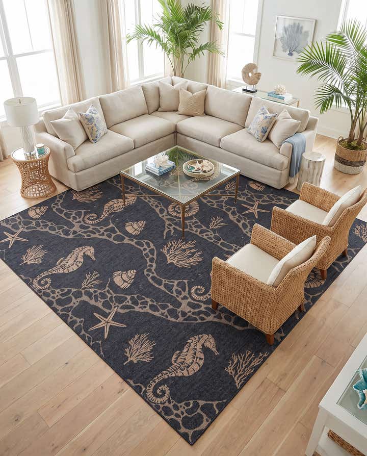 12' x 12' Easy-Clean Coastal Indoor / Outdoor Square Rug