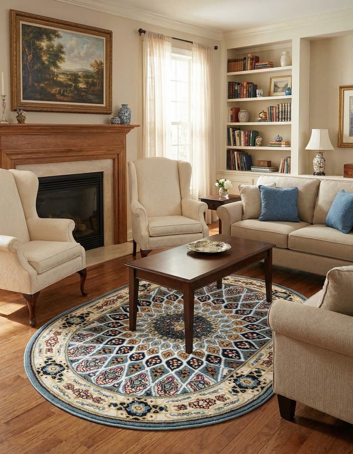 4' x 6' Nain Design Oval Rug