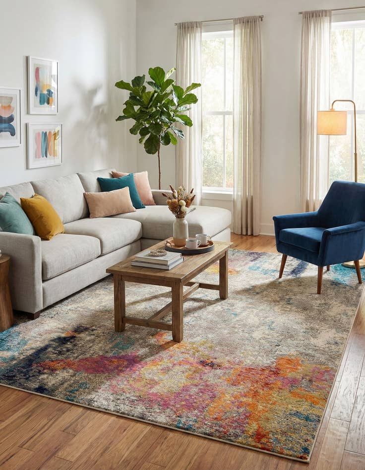 Detail image of 9' 10 x 13'  Washable Spectrum Rug