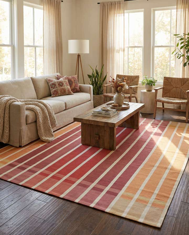 9' x 12' Easy-Clean Striped Indoor / Outdoor Rug